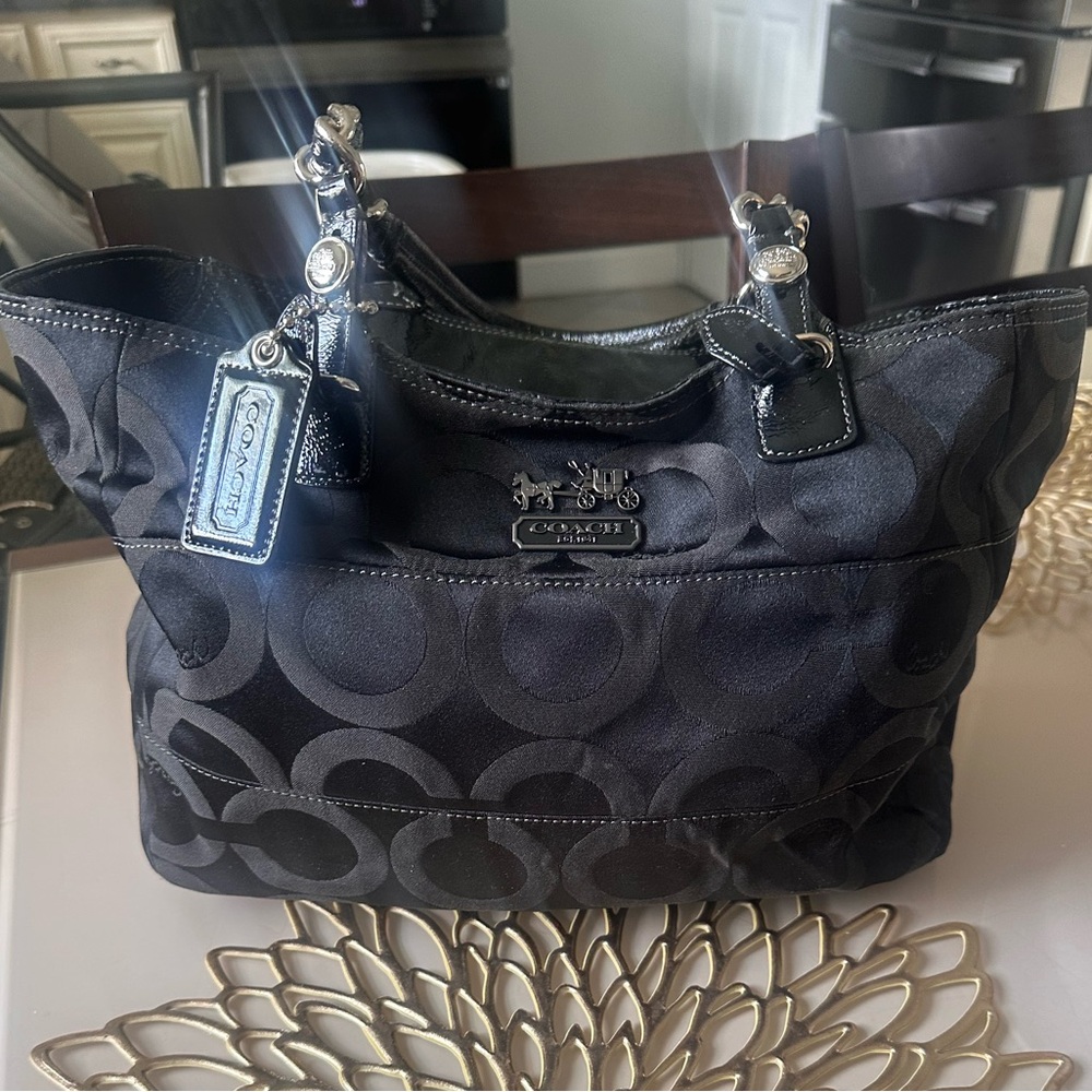 Coach Black Jacquard Shoulder Bag